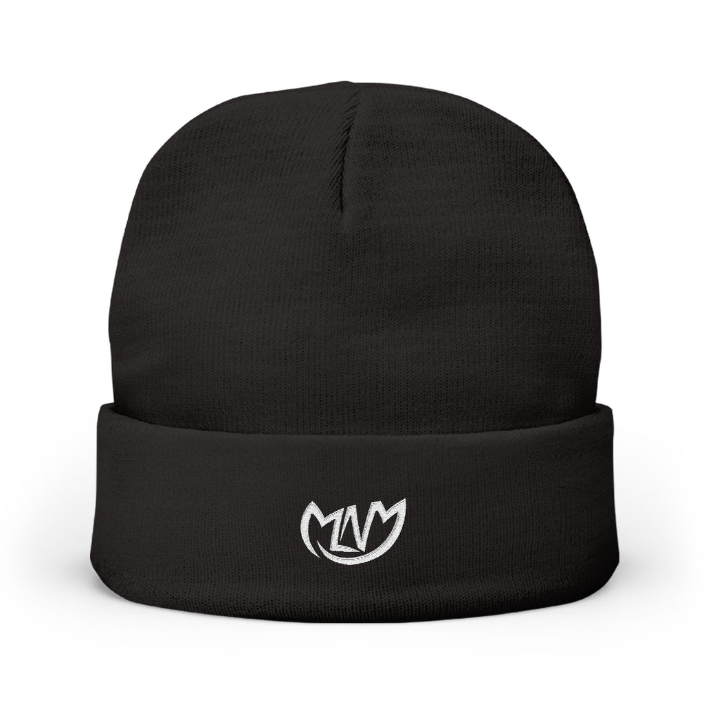 Melony Black Knit Beanie (Embroidery)