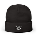 Melony Black Knit Beanie (Embroidery)