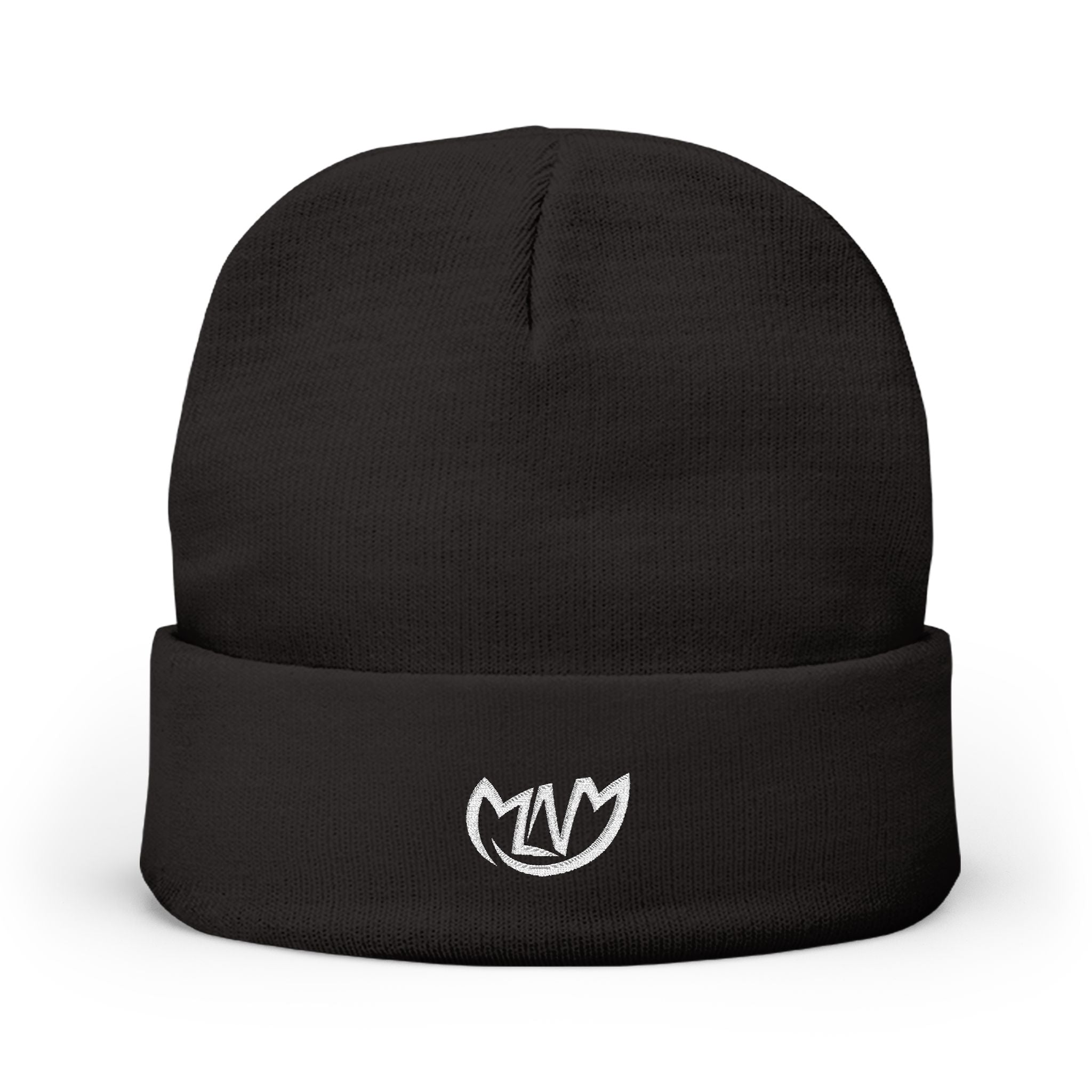 Melony Black Knit Beanie (Embroidery)